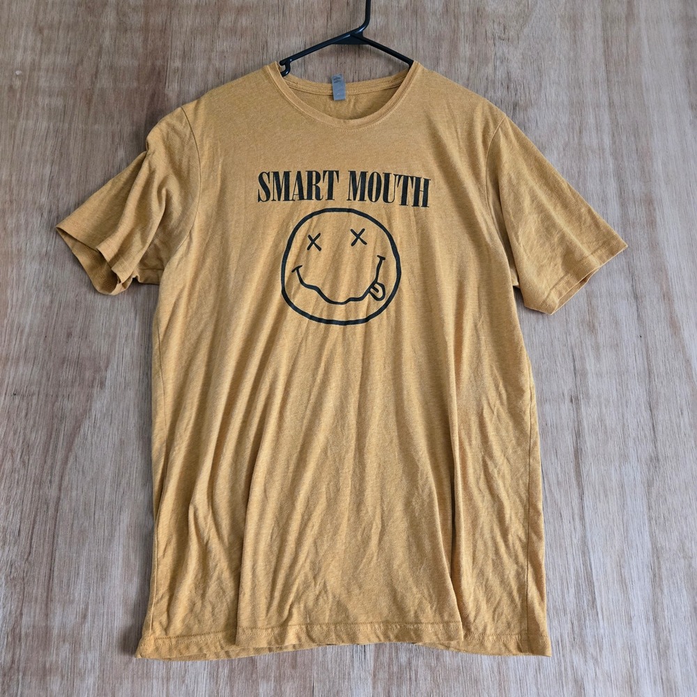 Smart Mouth Nirvana Parody Graphic Tee Mustard Yellow XL Funny Skater Streetwear